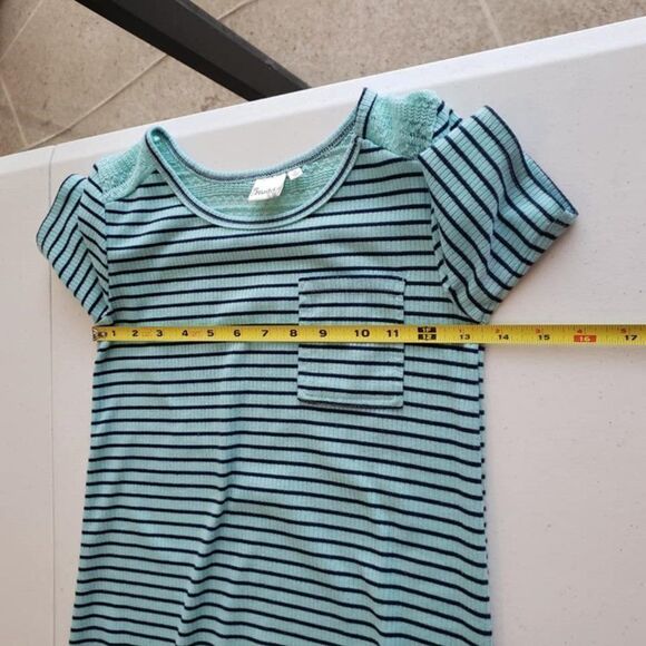 Mudd Green & Blue Striped Short Sleeved Top Size 8 - Picture 11 of 12